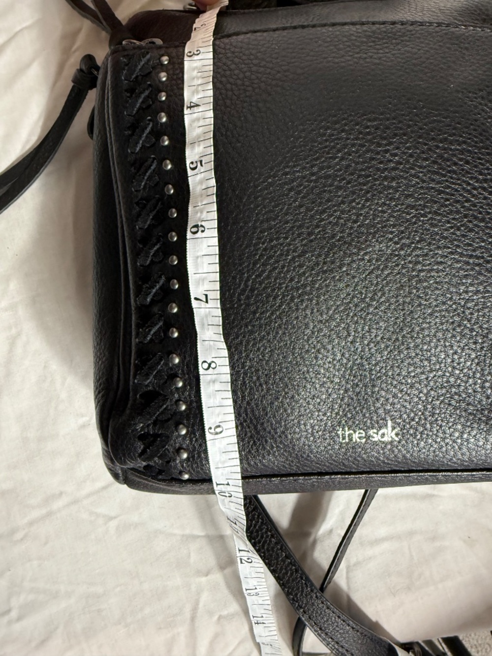 The Sak Black Leather Mini Backpack Purse Studded Detail Boho Chic Bag - Picture 5 of 6